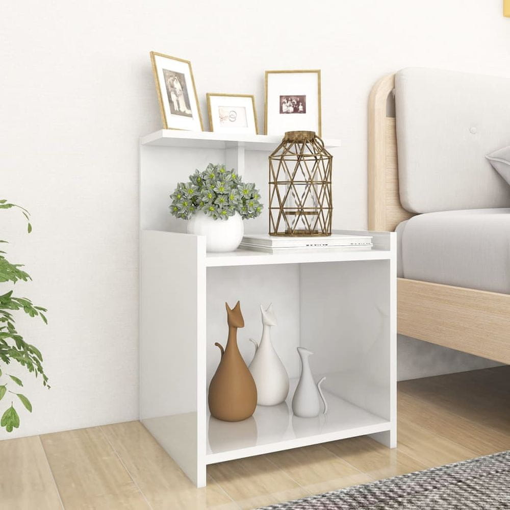 Petromila vidaXL Nočné stolíky 2 ks, lesklé biele 40x35x60 cm, kompozitné drevo